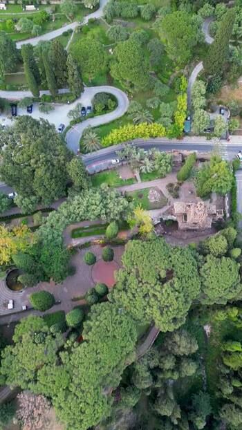 Aerial view of the lush Villa Comunale gardens in Taormina Italy. Aerial view of the lush Villa Comunale gardens in Taormina Italy.