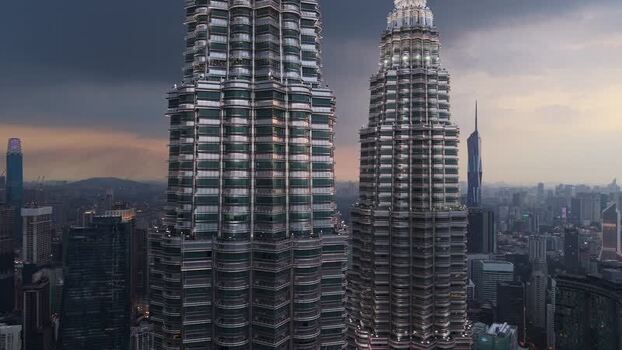 Aerial view of Petronas Towers Malaysia.