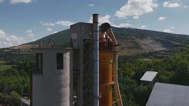 Aerial view of Sacci cement plant in Castelraimondo Italy.