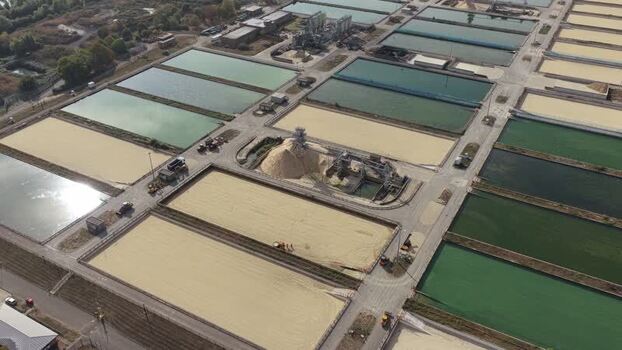 Aerial view of Ashford Common Water Treatment Works United Kingdom.