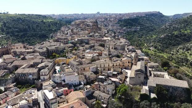 Aerial view of the historic hilltop town of Ragusa Italy. Aerial view of the historic hilltop town of Ragusa Italy.