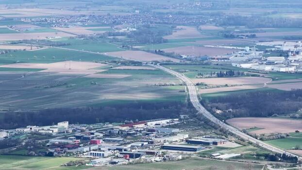 Aerial view of industrial area Kintzheim France.