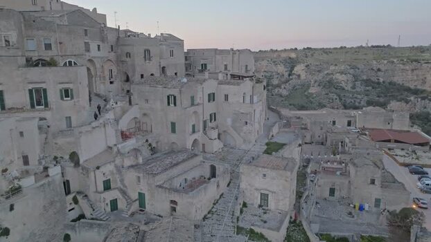 Aerial view of Matera Sassi in Italy.
