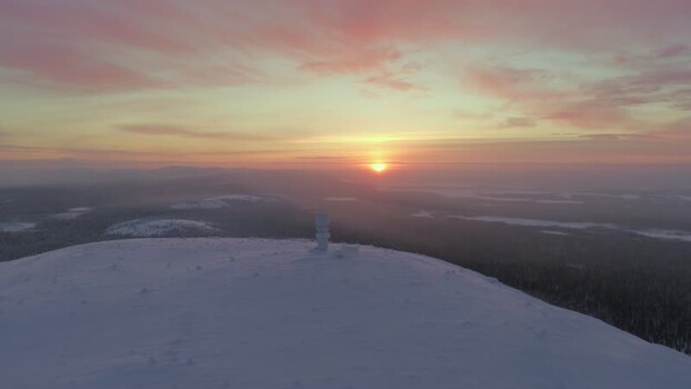 Aerial view of Luosto fell at sunrise Finland. Aerial view of Luosto fell at sunrise Finland.