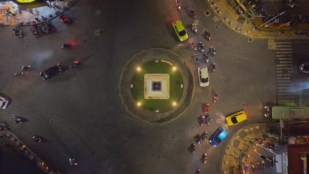 Aerial view of Tugu Yogyakarta Monument at night Indonesia. Aerial view of Tugu Yogyakarta Monument at night Indonesia.