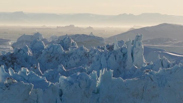 Aerial view of Ilulissat glacier in Greenland.