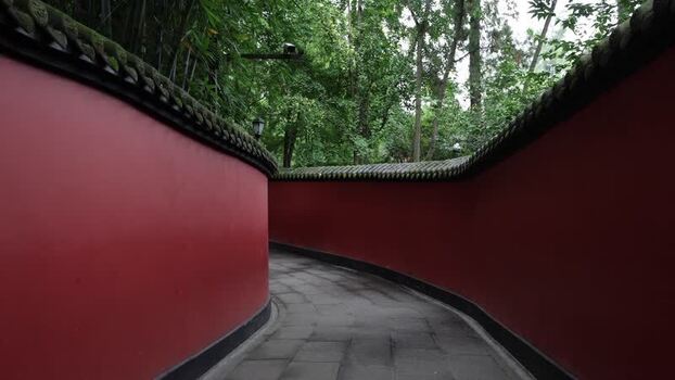 View of Wuhou Temple red walls in Chengdu China. View of Wuhou Temple red walls in Chengdu China.