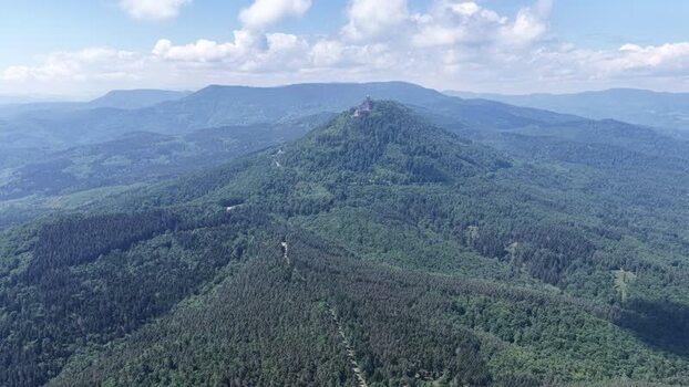 Aerial view of Haut Koenigsbourg Castle France.