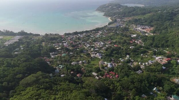Aerial view of Mahe Seychelles.