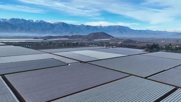 Aerial view of agricultural fields in Santiago Chile.