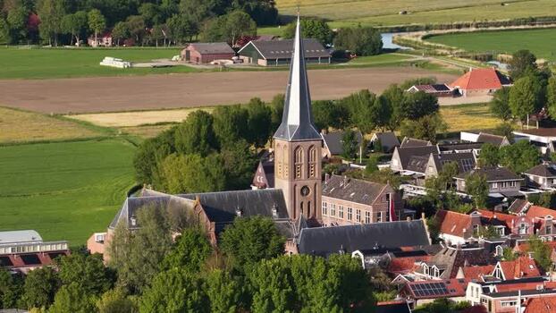 Aerial view of St. Gertrude s Church and Workum Netherlands.