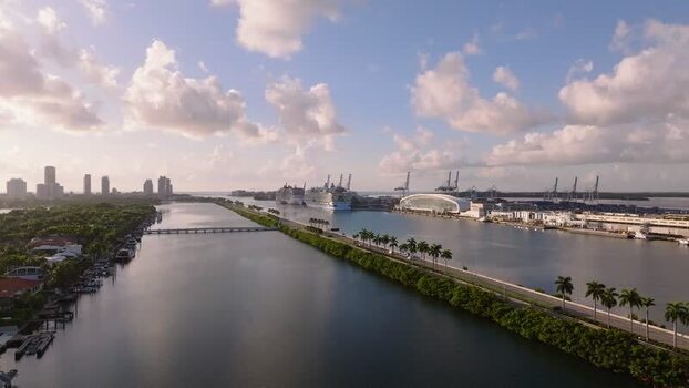 Aerial view of MacArthur Causeway United States.