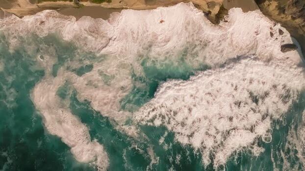 Aerial view of waves crashing at La Jolla Cove United States.