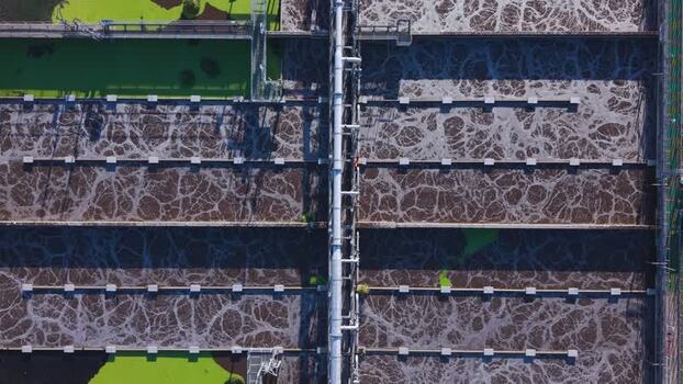 Aerial view of Water Treatment Sewage Works in Camberley United Kingdom. Aerial view of Water Treatment Sewage Works in Camberley United Kingdom.
