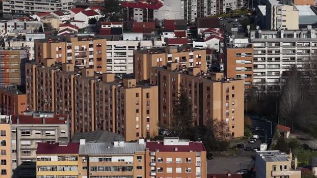 Aerial view of buildings in Maia Portugal.