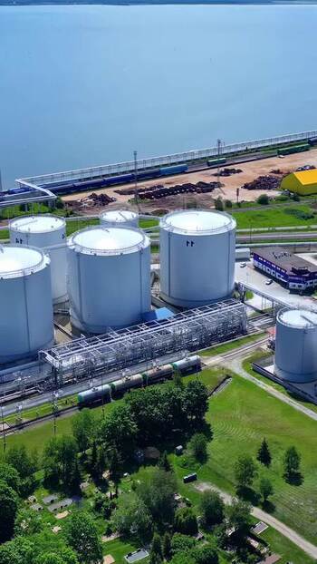 Aerial view of industrial storage tanks in Tallinn Estonia. Aerial view of industrial storage tanks in Tallinn Estonia.