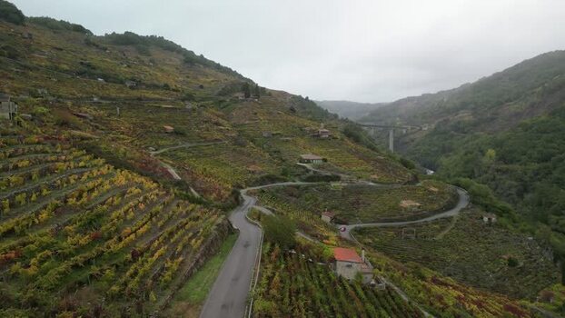Aerial view of winding road and bridge Spain. Aerial view of winding road and bridge Spain.