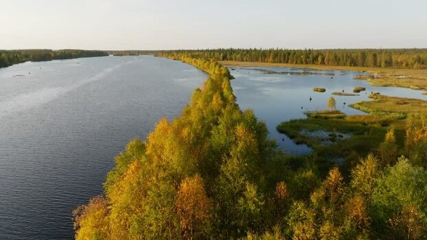 Aerial view of Peurasuvanto river landscape in Finland. Aerial view of Peurasuvanto river landscape in Finland.