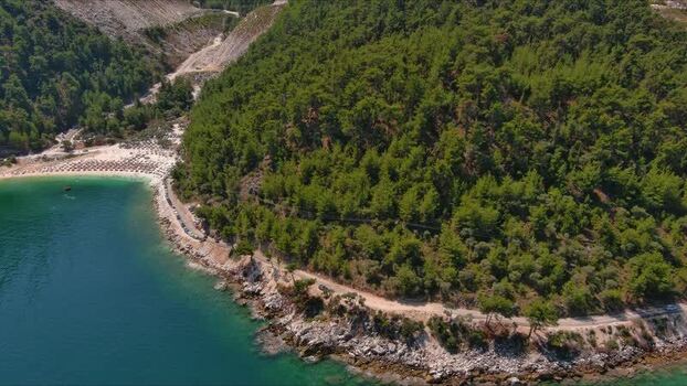 Aerial view of the coastline of Thasos Greece. Aerial view of the coastline of Thasos Greece.