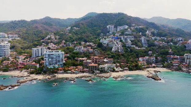 Aerial view of Puerto Vallarta coastline Mexico.