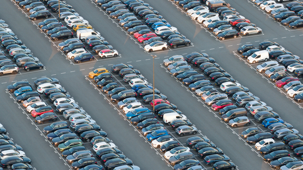 Car Leasing Company Fleet aerial.