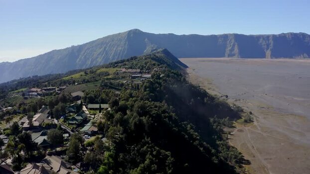 Aerial view of Mount Bromo ridge and volcanic landscape Indonesia. Aerial view of Mount Bromo ridge and volcanic landscape Indonesia.