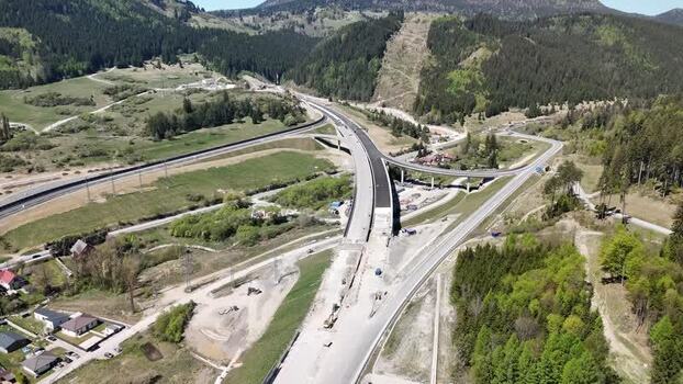 Aerial view of construction of D1 motorway Slovakia.