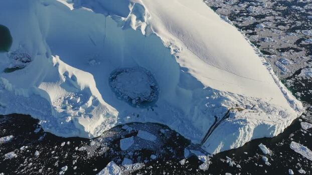 Aerial view of Ilulissat glacier in Greenland.