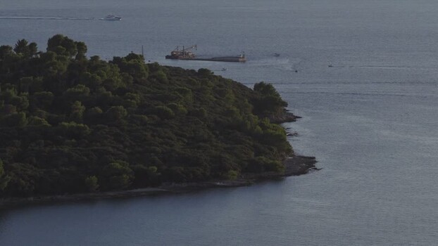Aerial view of Brijuni National Park coastline Croatia.
