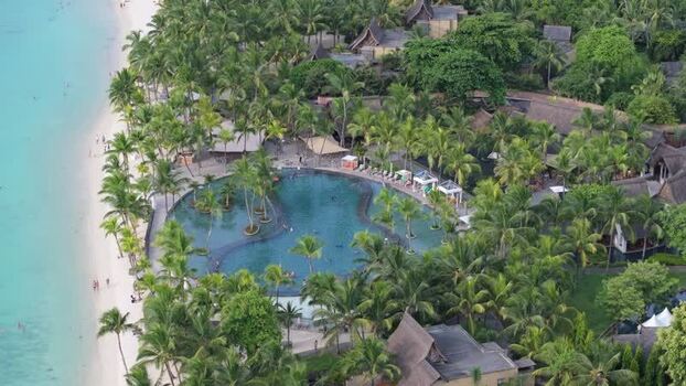 Aerial view of Trou aux Biches Beach resort Mauritius.