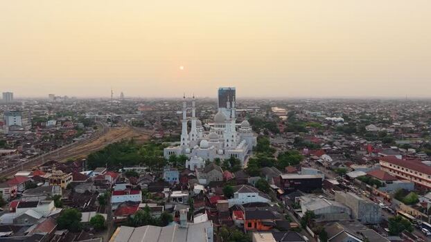 Aerial view of Sheikh Zayed Grand Mosque in Surakarta Indonesia. Aerial view of Sheikh Zayed Grand Mosque in Surakarta Indonesia.