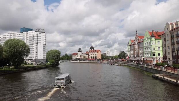 View of the Pregolya River and Fisherman s Village in Russia.