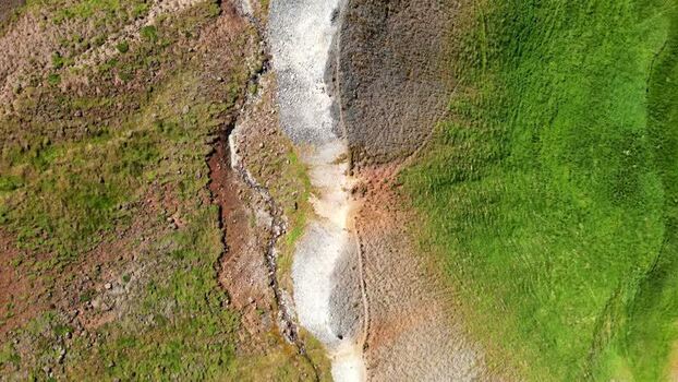 Aerial view of Grensdalur geothermal valley in Iceland. Aerial view of Grensdalur geothermal valley in Iceland.