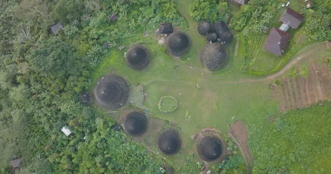 Aerial view of Waerebo Village in Satar Mese Barat Indonesia.