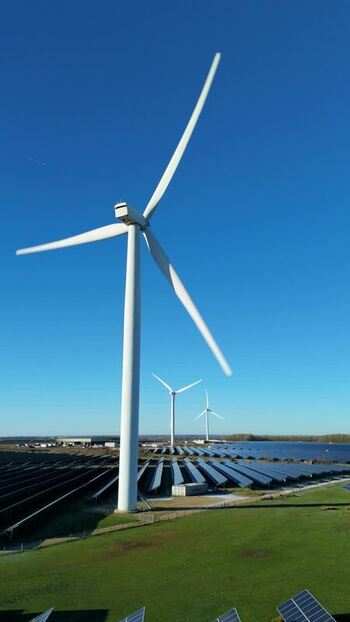 Aerial view of Wind Turbines United Kingdom.