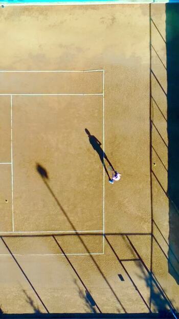 Aerial view of a tennis court in Sofia Bulgaria.