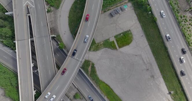 Aerial view of a highway interchange in Cincinnati United States. Aerial view of a highway interchange in Cincinnati United States.