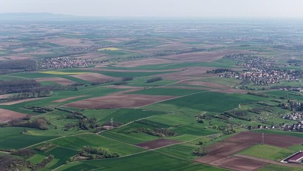 Aerial view of cultivated fields France.