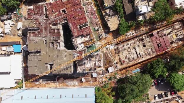 Aerial view of construction site India.
