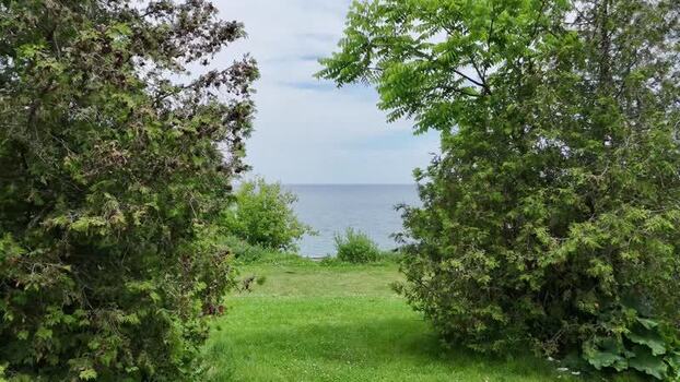 Aerial view of the Ridgetown Freighter and Lake Ontario Canada.