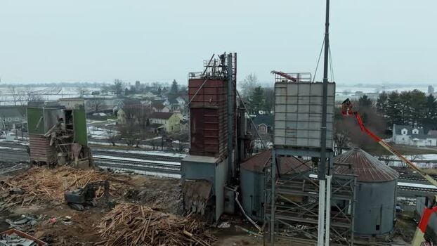 Aerial view of industrial grain silos in Gordonville United States. Aerial view of industrial grain silos in Gordonville United States.