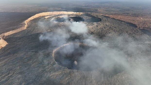 Aerial view of volcanic craters in the Danakil Desert Ethiopia. Aerial view of volcanic craters in the Danakil Desert Ethiopia.