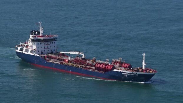 Aerial view of a large ship on the sea Portugal.