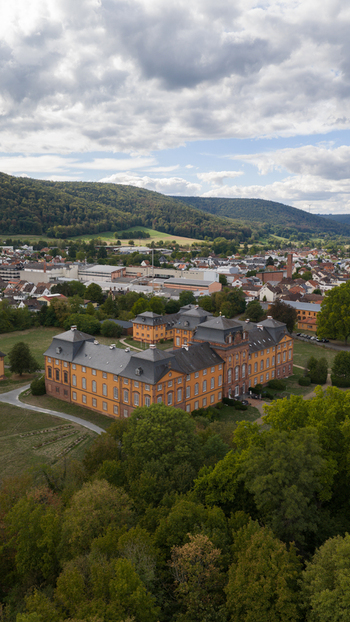 Aerial view of Schloss Lowenstein in Kleinheubach Bayern Germany. Aerial view of Schloss Lowenstein in Kleinheubach Bayern Germany.