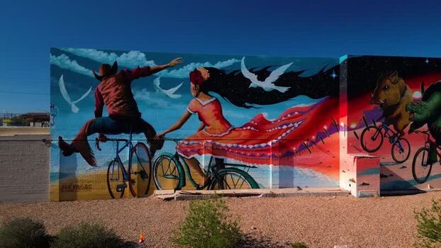 Aerial view of mural art in Tucson United States. Aerial view of mural art in Tucson United States.