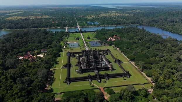 Aerial view of Angkor Wat temple complex in Cambodia. Aerial view of Angkor Wat temple complex in Cambodia.