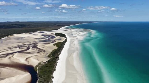 Aerial view of Wathumba Creek on K gari Australia.