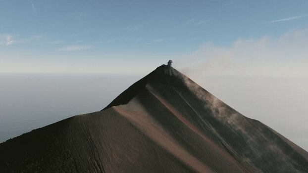 Aerial view of Acatenango volcano emitting ash Guatemala. Aerial view of Acatenango volcano emitting ash Guatemala.