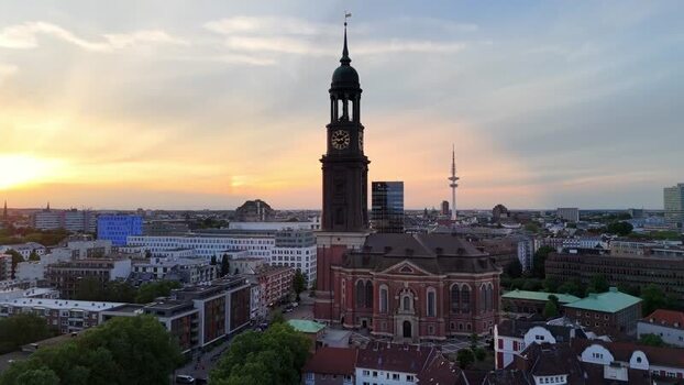 Aerial view of St. Michael s Church in Hamburg Germany. Aerial view of St. Michael s Church in Hamburg Germany.
