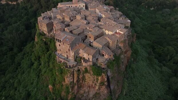 Aerial view of the historic hilltop village of Calcata Italy. Aerial view of the historic hilltop village of Calcata Italy.